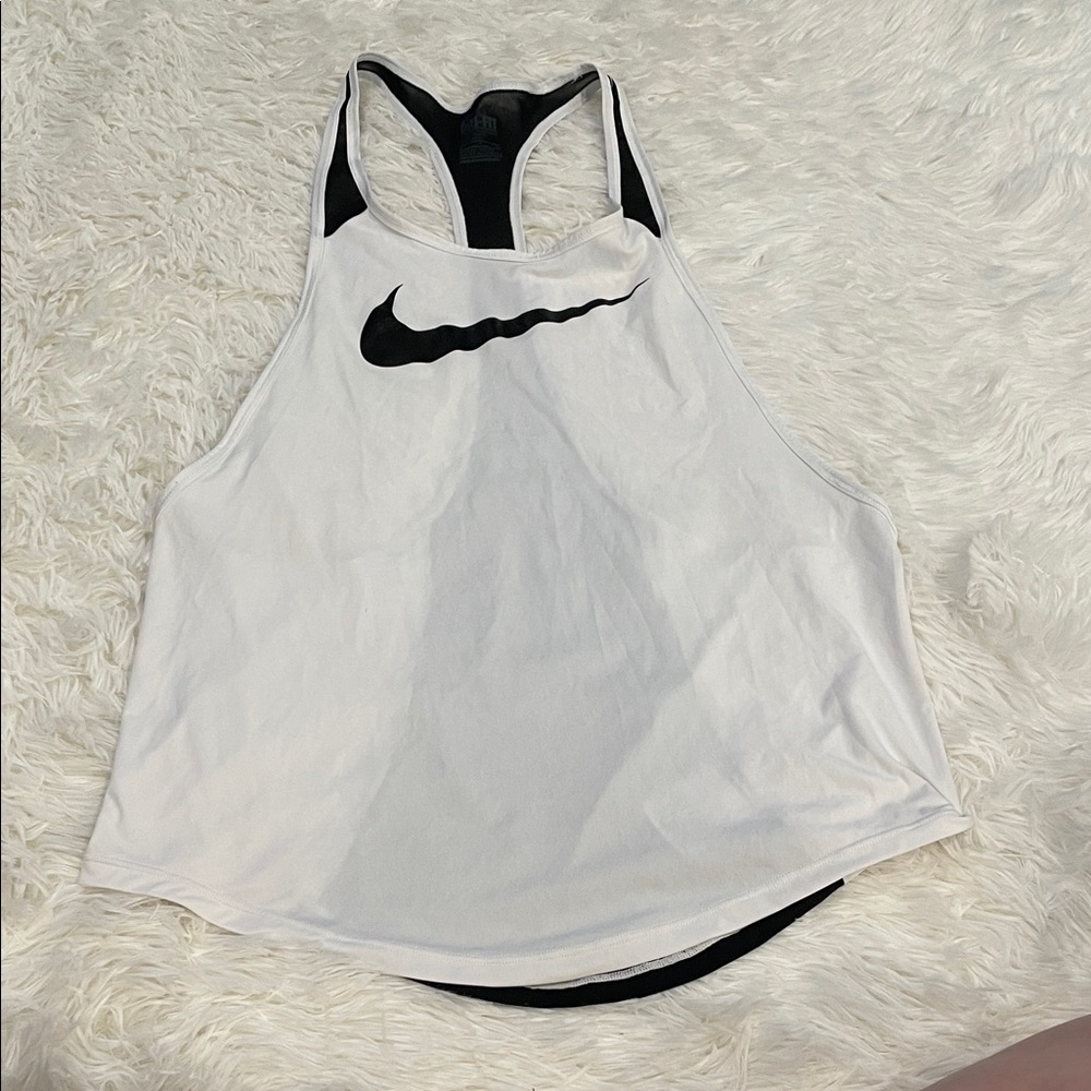 Nike White and Black Racerback Tank